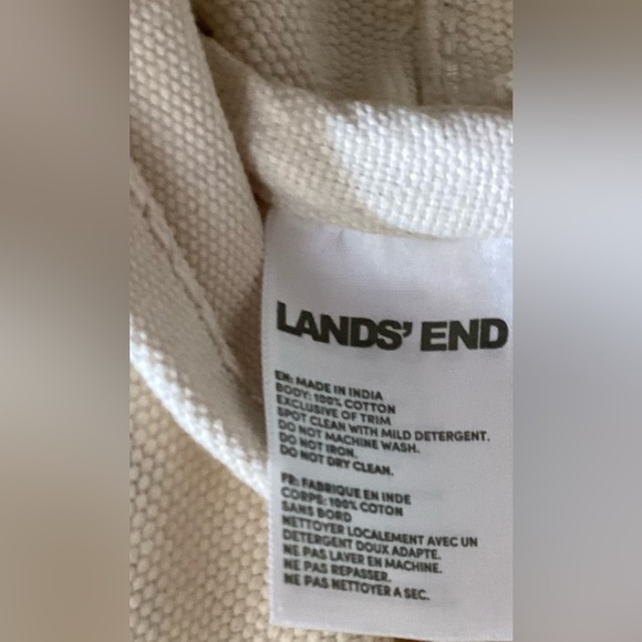 Lands end Large Blue and White Floral , open Tote Bag, 100% cotton canvas. - Picture 8 of 11